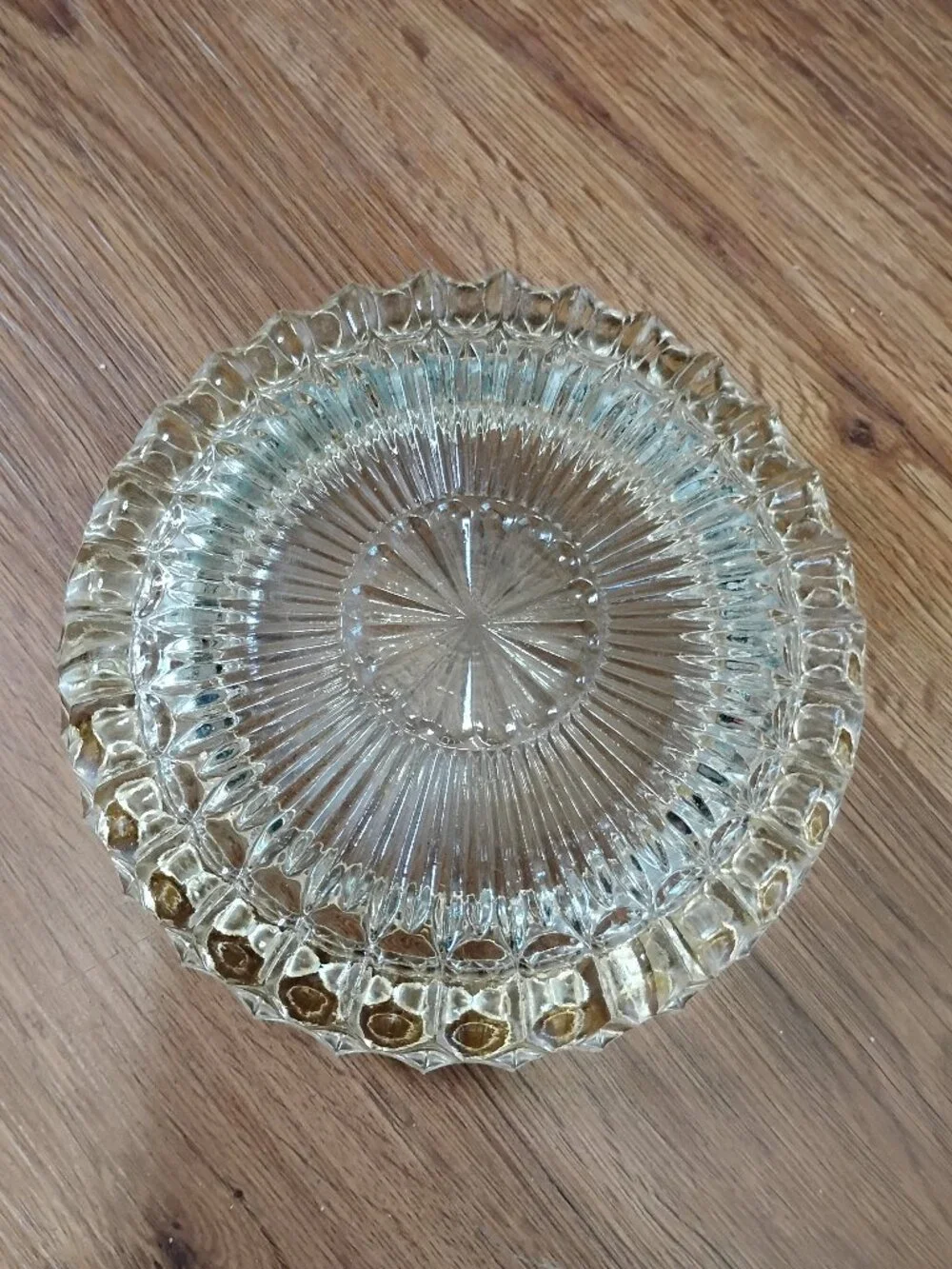 Vintage Lead Crystal Cut Clear Thick Glass Ashtray Trinket Ornate 7